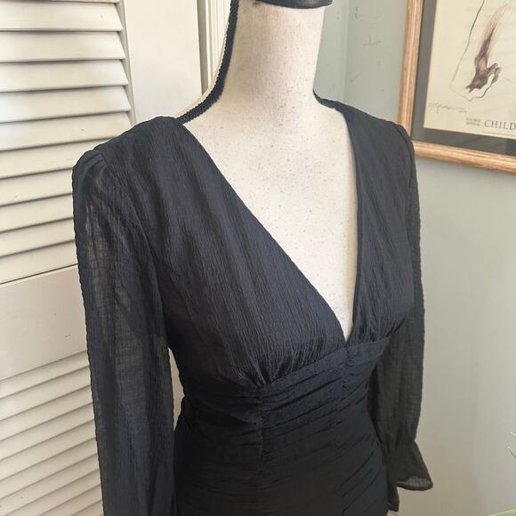 Storia Dress Womens Small Black Chiffon Babydoll Mini Dark Fairy Whimsigoth - Picture 5 of 11